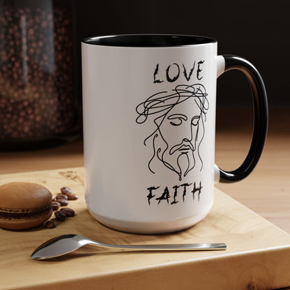Jesus Love Faith Black Accent Mug