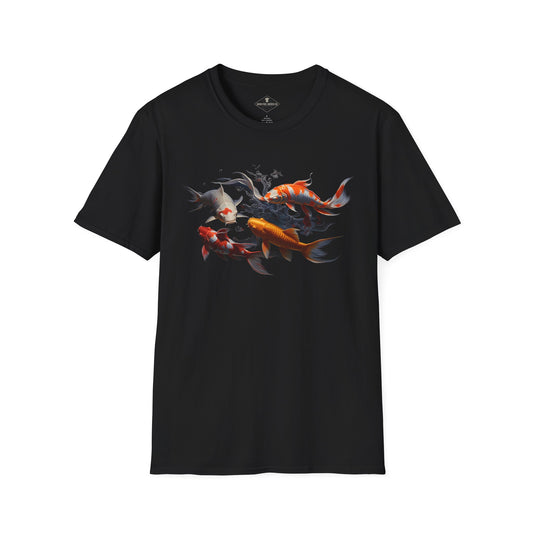 Swimming Japanese Koi Black T-Shirt
