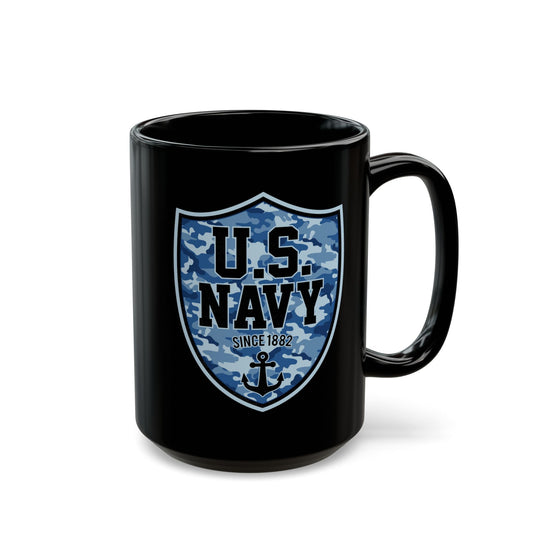 US Navy Camo Shield Black Mug