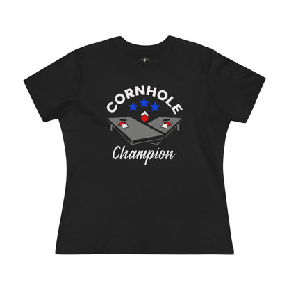 Cornhole Champion Black Womens T-Shirt