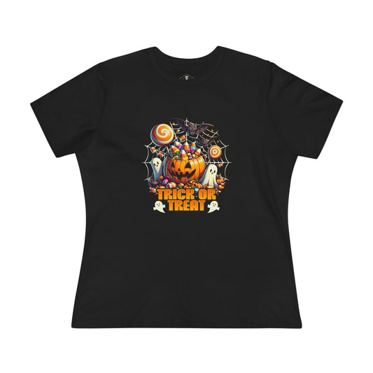 Trick Or Treat Halloween Collage Black Womens T-Shirt