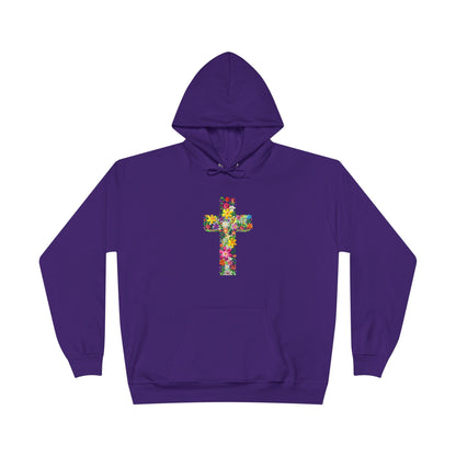 Floral Cross Purple Hoodie
