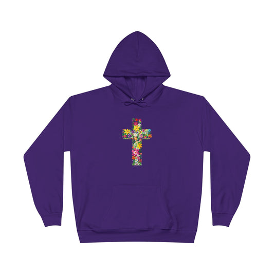Floral Cross Purple Hoodie