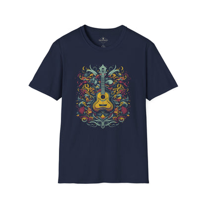 Floral Guitar Navy Blue T-Shirt