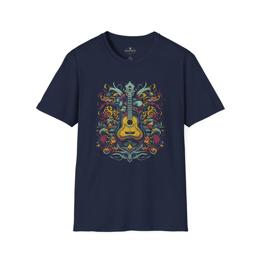 Floral Guitar Navy Blue T-Shirt