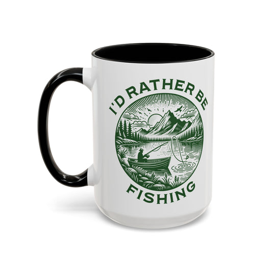 I'd Rather Be Fishing Black Accent Mug