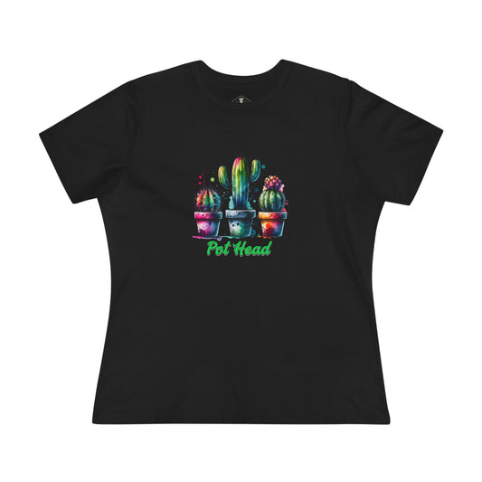 Pot Head Black Womens T-Shirt