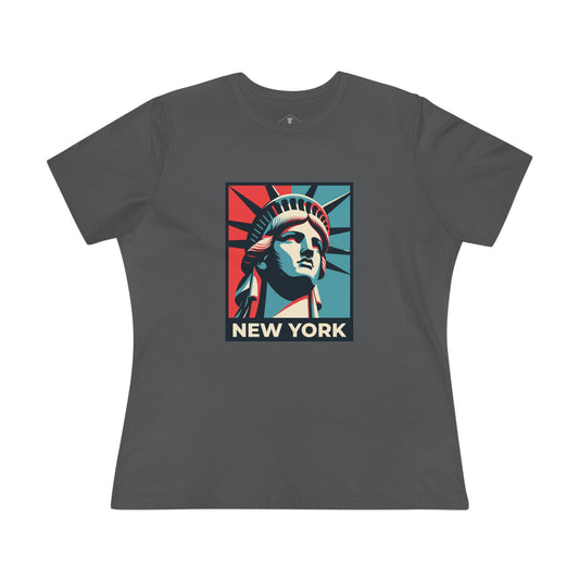 New York Statue Of Liberty Charcoal Womens T-Shirt
