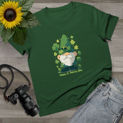St. Patrick's Day Gnome Green Womens T-Shirt