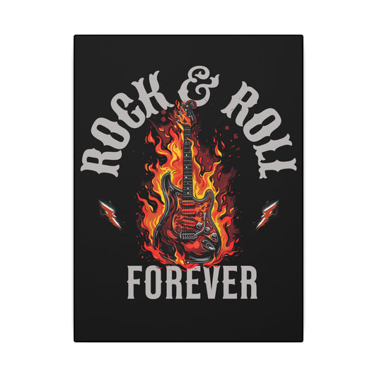 Rock & Roll Forever Black Wall Canvas