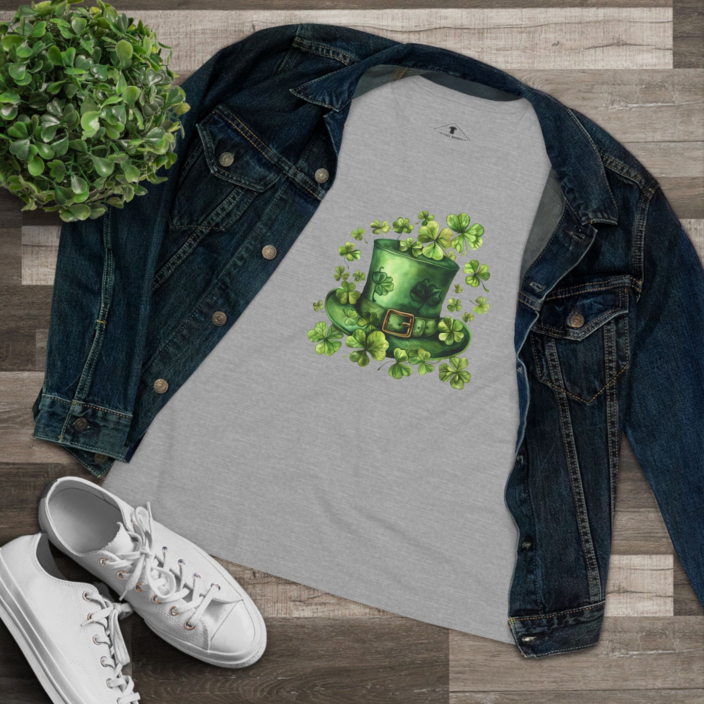 St. Patrick's Day Clover Hat Grey Womens T-Shirt