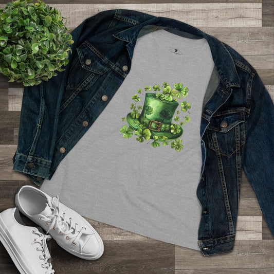 St. Patrick's Day Clover Hat Grey Womens T-Shirt