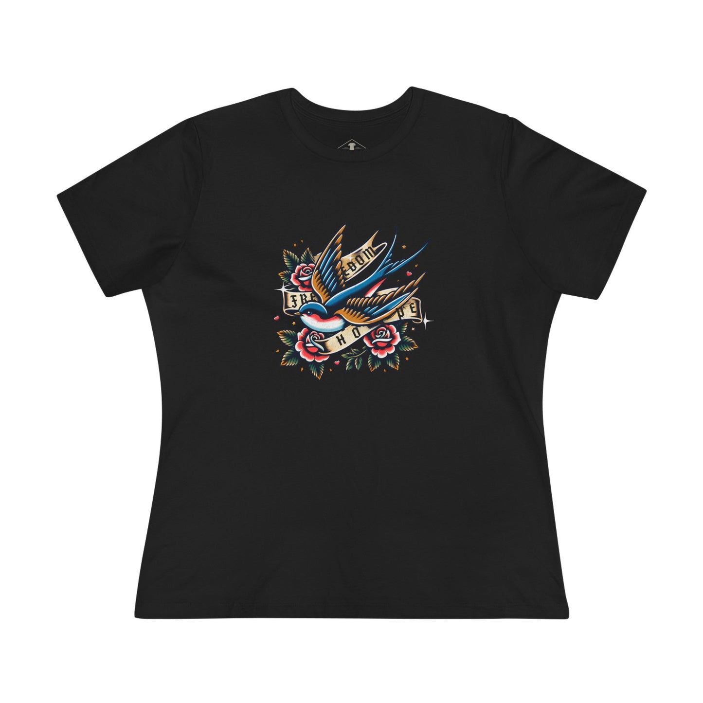 Freedom Hope Sparrow Black Womens T-Shirt