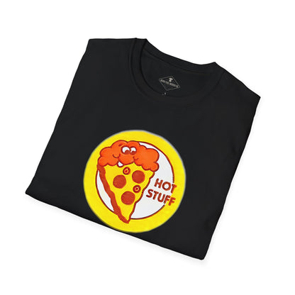 Vintage 1980's Pizza Scratch & Sniff Sticker Black T-Shirt