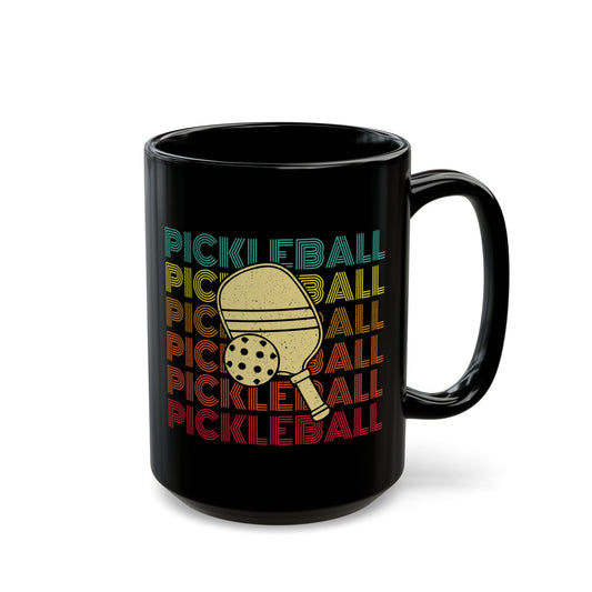 Pickleball Retro Black Mug