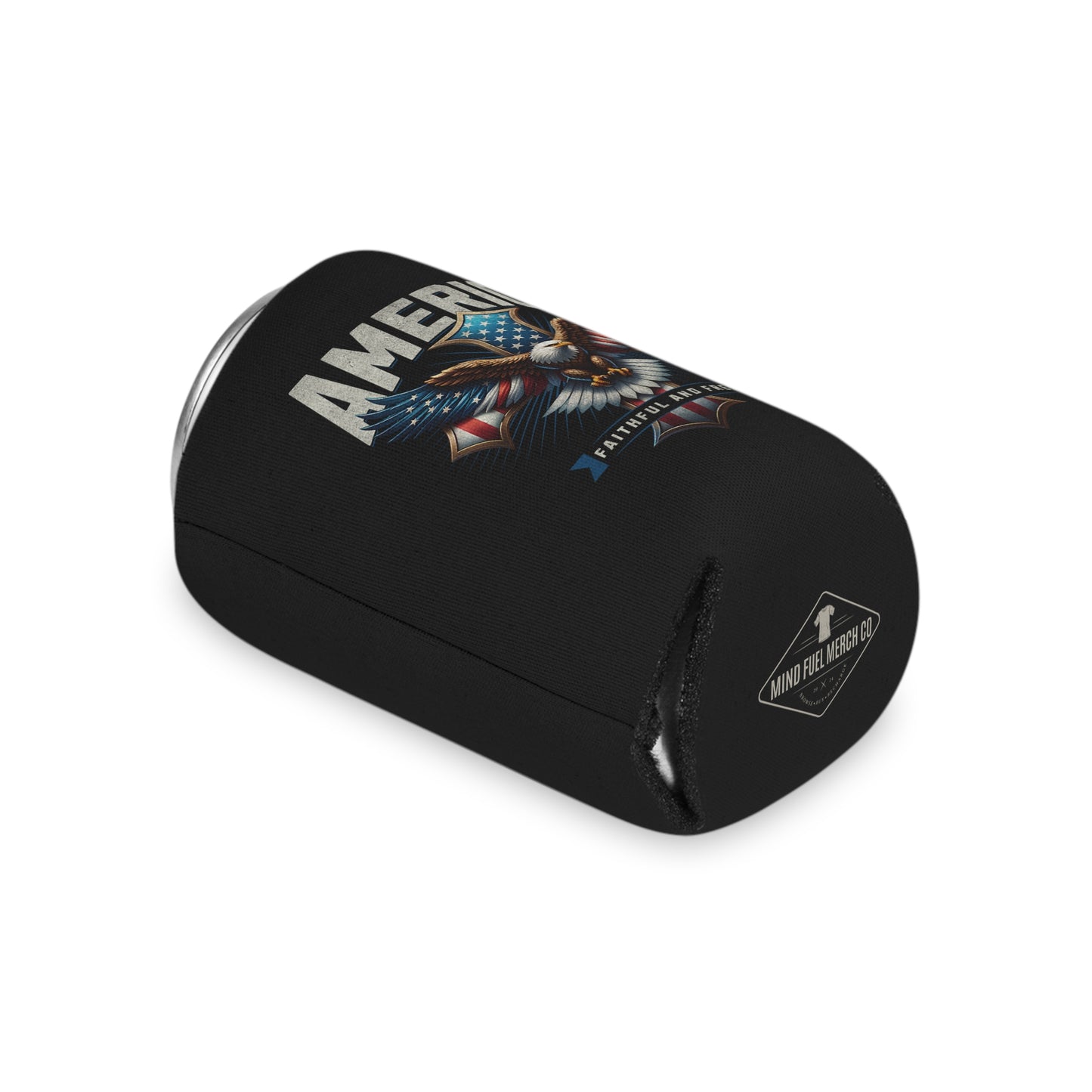 Eagle America Flag Black Koozie Can Cooler