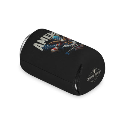 Eagle America Flag Black Koozie Can Cooler