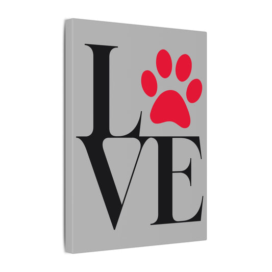 Paw Print Love Grey Wall Canvas