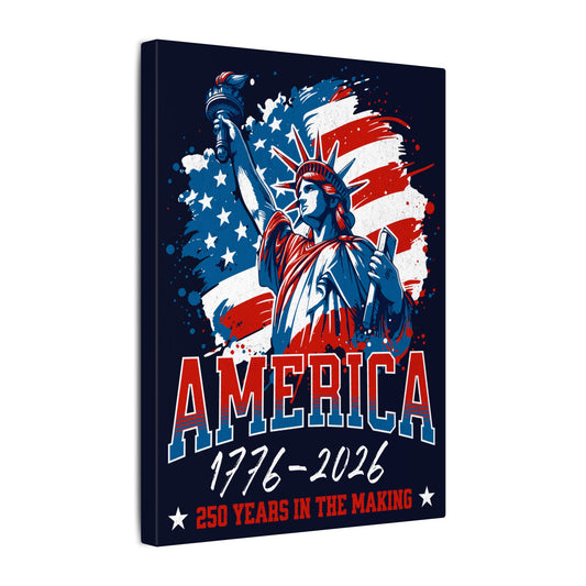 America 250 Years Liberty Flag Blue Wall Canvas