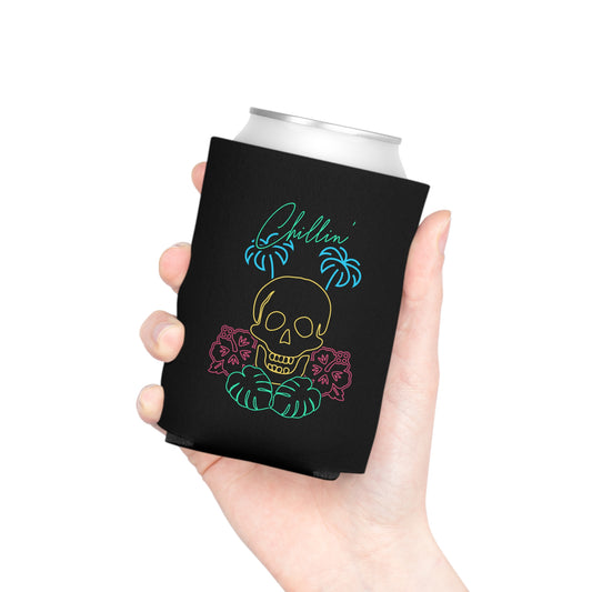 Chillin' Neon Skull Black Koozie Can Cooler