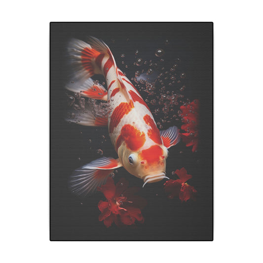 Koi Fish Black Wall Canvas