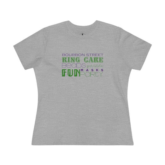 Mardi Gras Words Grey Womens T-Shirt
