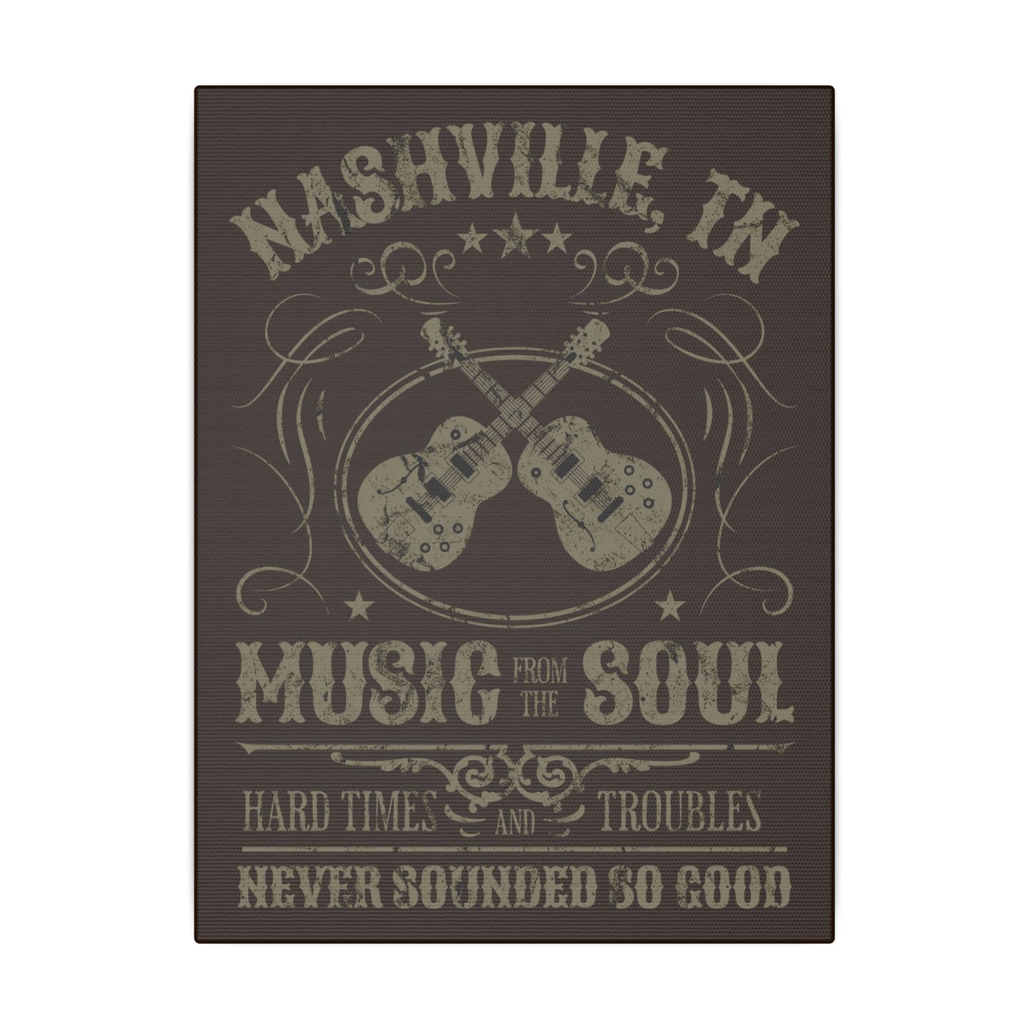 Nashville Guitars Brown Wall Canvas