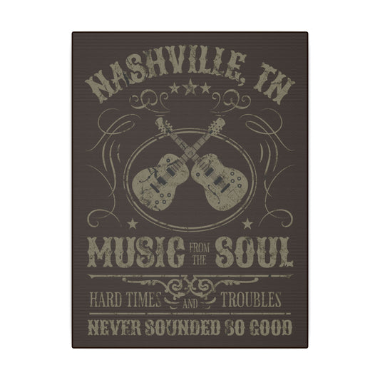 Nashville Guitars Brown Wall Canvas