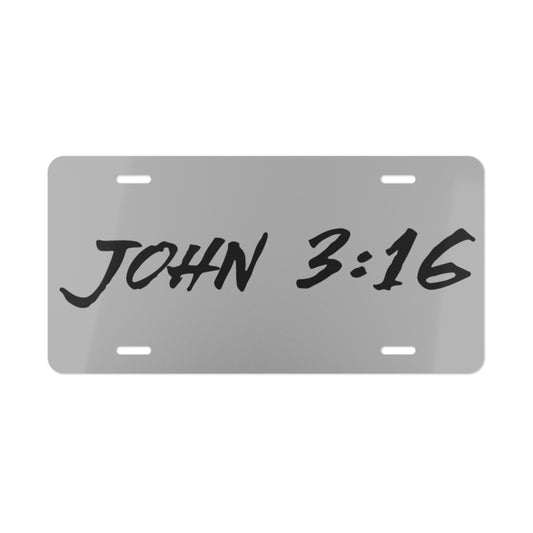 John 3:16 Grey Vanity License Plate