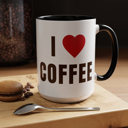 I Love Coffee Black Accent Mug
