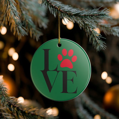 Love Paw Print Ceramic Christmas Tree Ornament