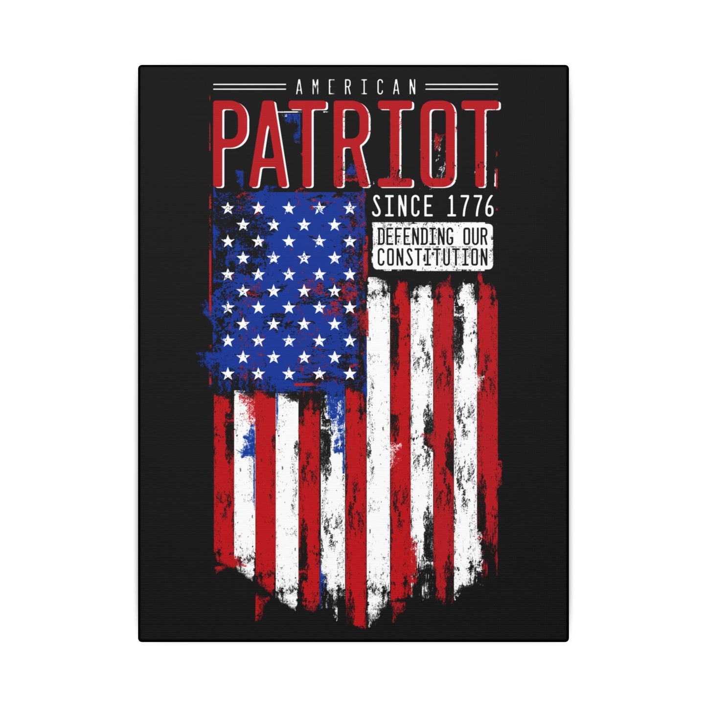American Patriot Flag Black Wall Canvas