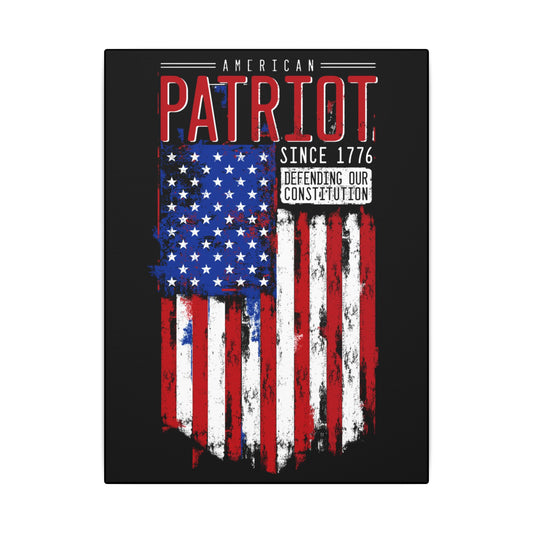 American Patriot Flag Black Wall Canvas