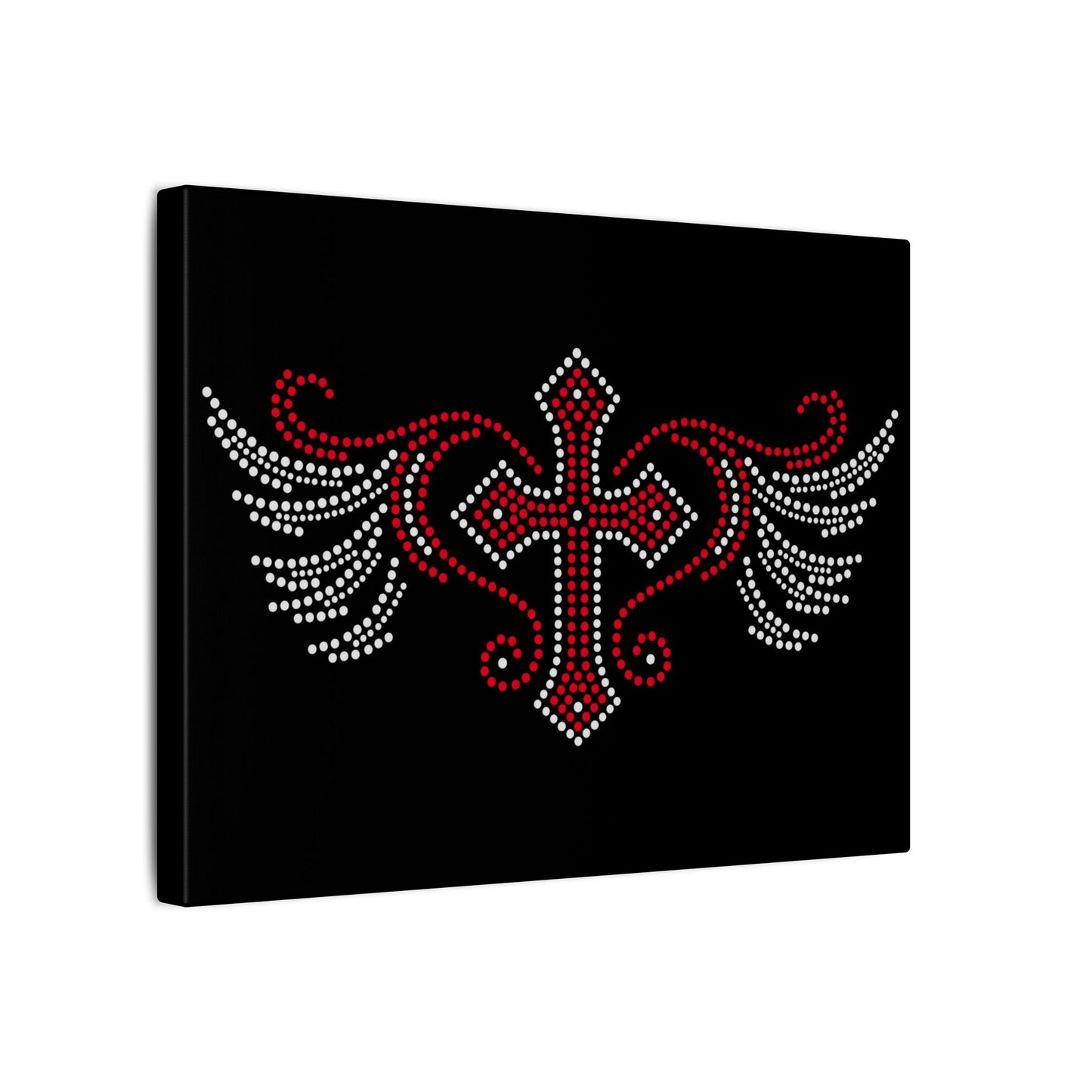 Cross Wings "Rhinestone" Black Wall Canvas