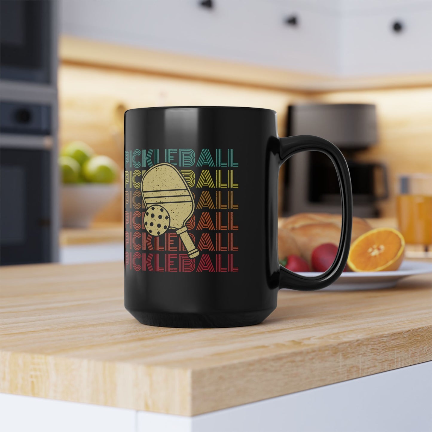 Pickleball Retro Black Mug