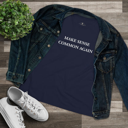 Make Sense Common Again Navy Womens T-Shirt