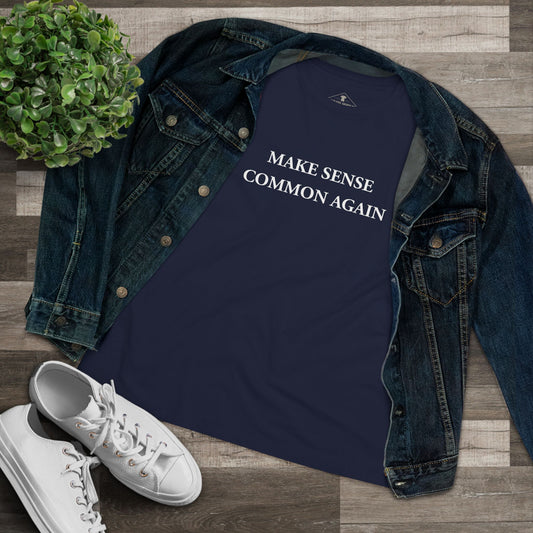 Make Sense Common Again Navy Womens T-Shirt