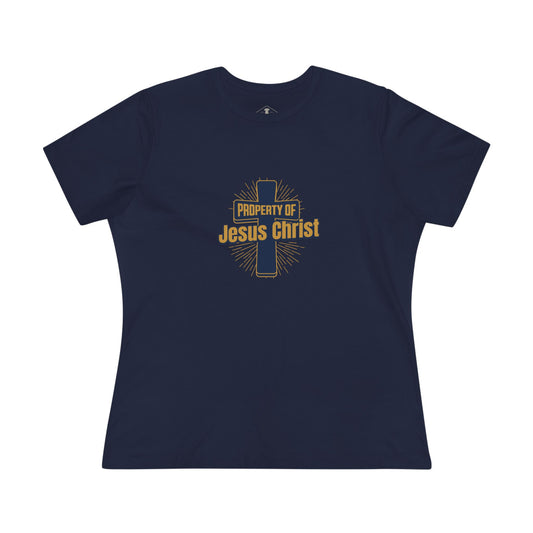 Property Of Jesus Christ Navy Womens T-Shirt