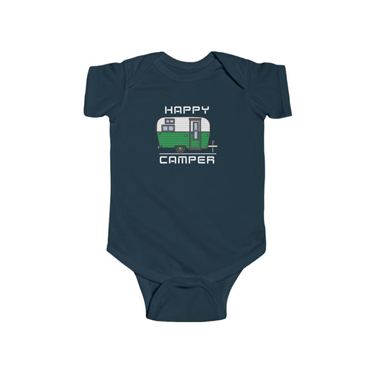 Happy Camper Navy Blue Baby Onesie