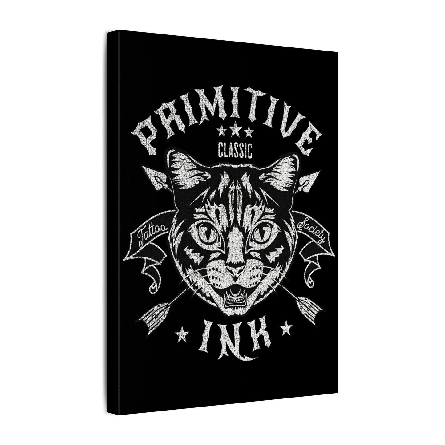 Primitive Ink Tattoo Society Black Wall Canvas