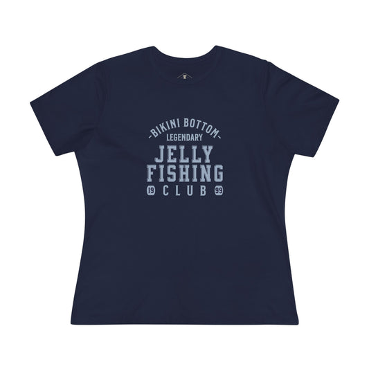 Bikini Bottom Jelly Fishing Club Navy Womens T-Shirt