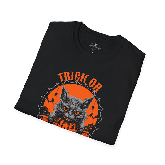 Trick Or Treat Halloween Cat Black T-Shirt
