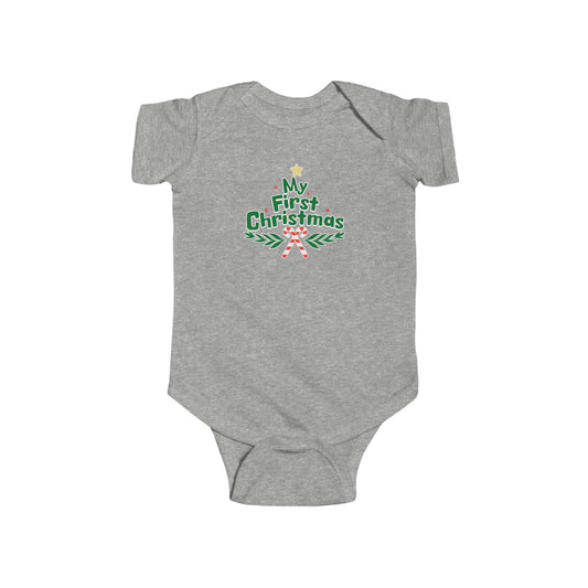 My First Christmas Grey Baby Bodysuit