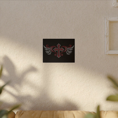Cross Wings "Rhinestone" Black Wall Canvas