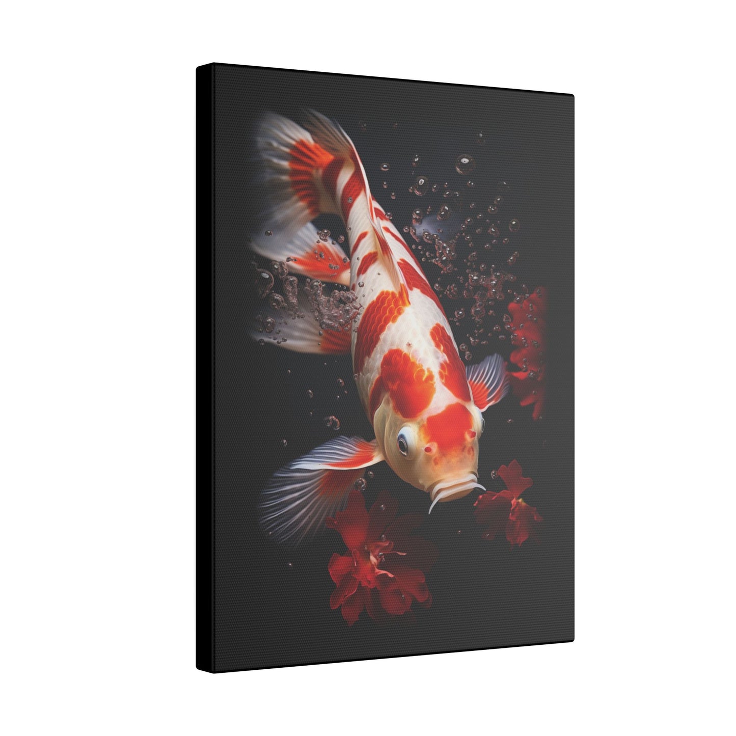 Koi Fish Black Wall Canvas