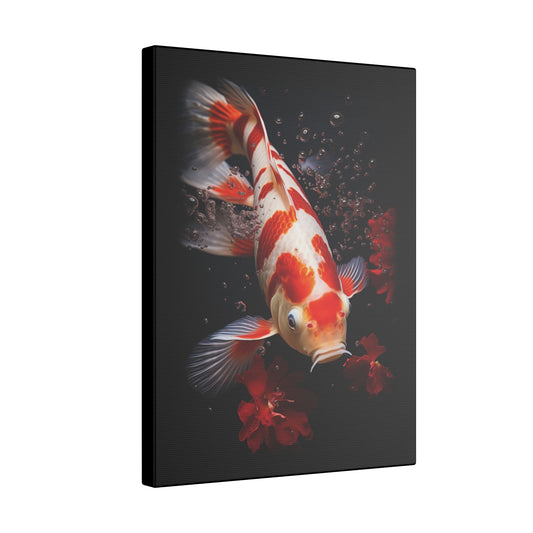 Koi Fish Black Wall Canvas