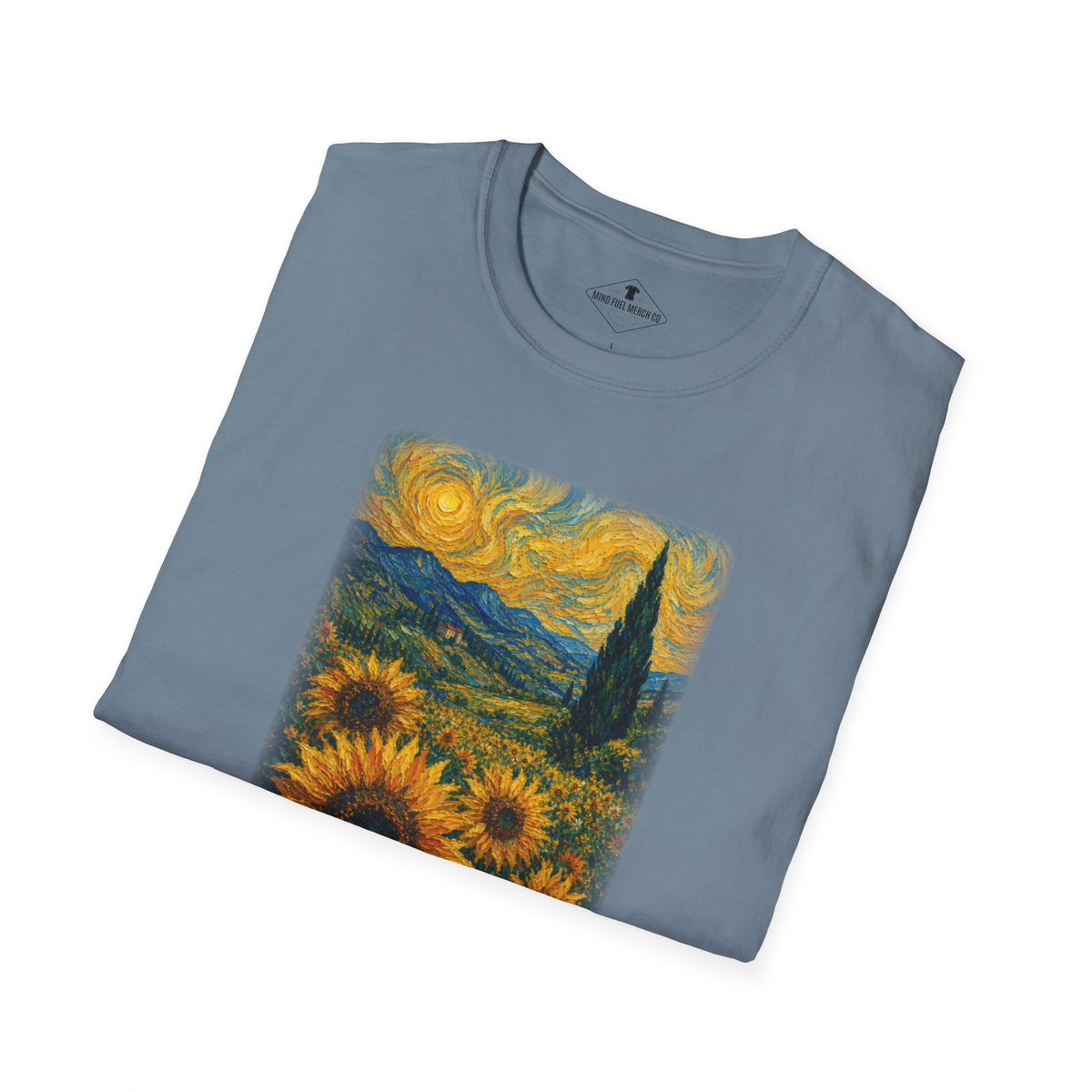 Renaissance Sunflowers Slate Blue T-Shirt