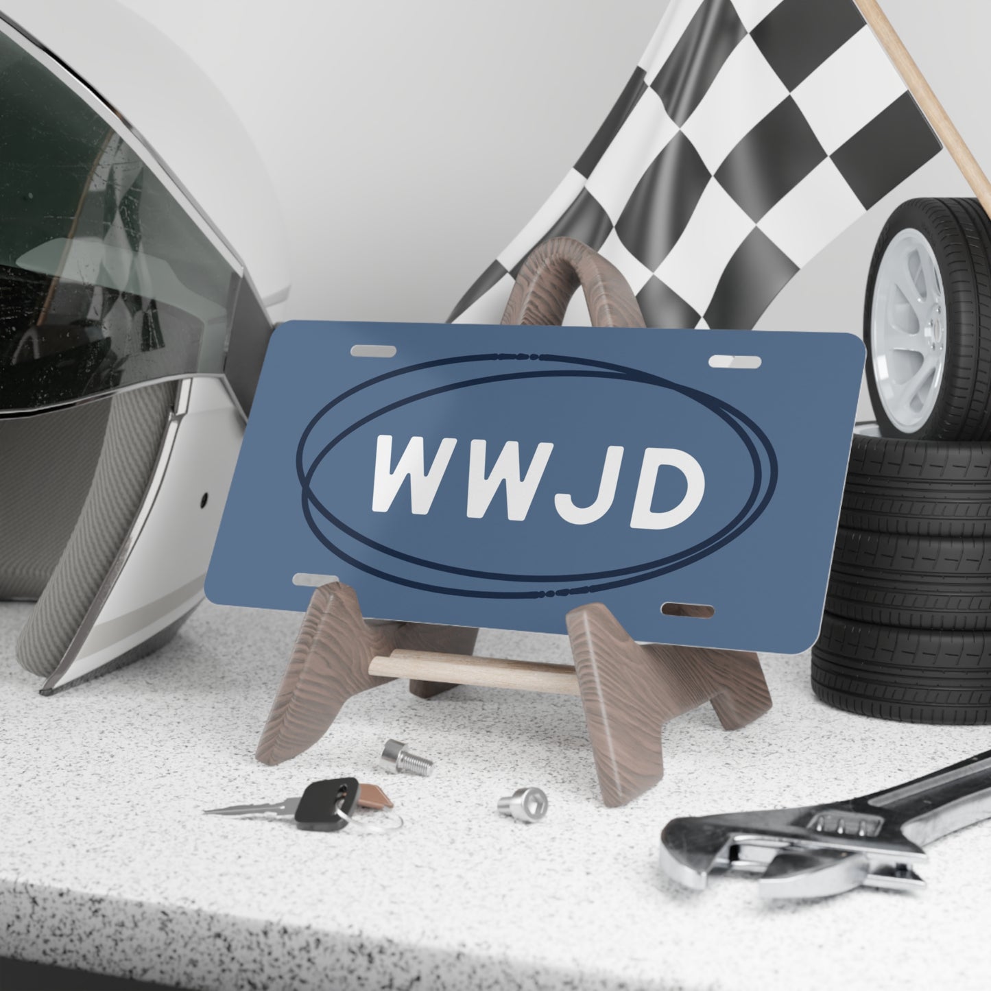 WWJD Blue Vanity License Plate