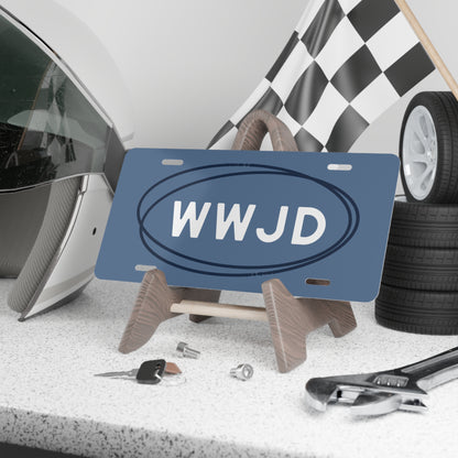 WWJD Blue Vanity License Plate