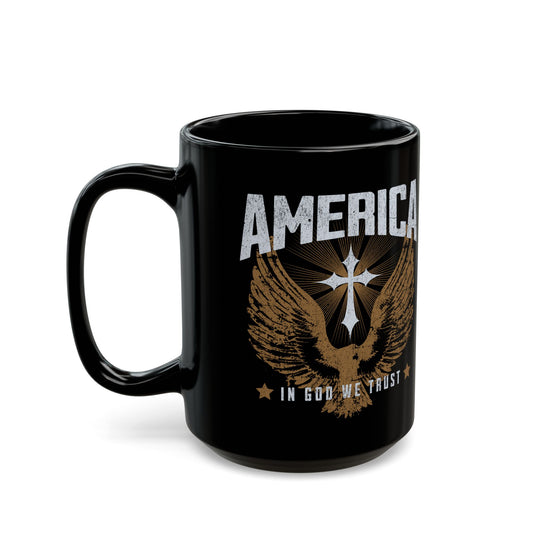 America In God We Trust Black Mug